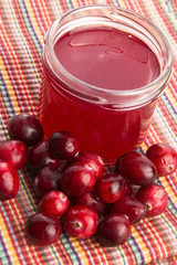 Jelly with Cranberries in Glass