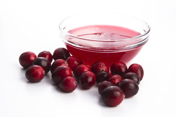 Jelly with Cranberries in Glass