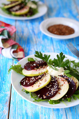 salad with roasted beets and fresh apple