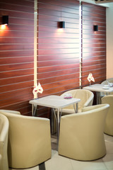 Recreation area in an office building with tables