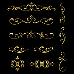 Gold decorative elements and ornaments