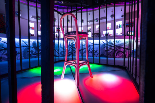 Place for dancer with chair in the nightclub