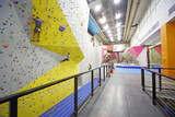 Men involved in climbing in a climbing gym