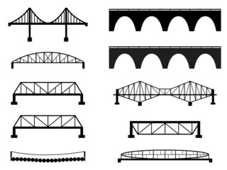 Set of bridge illustrated on white