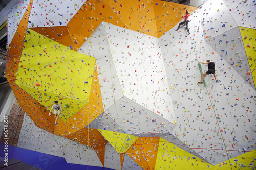 Climbers in a climbing gym