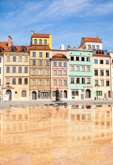 Color houses of Warsaw marketplace square