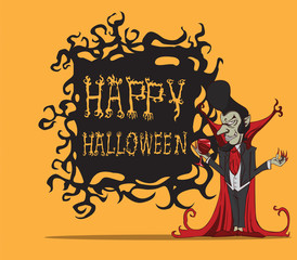 Naklejka premium Cartoon Count Dracula. Halloween monster