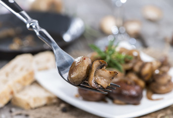 Fried Mushrooms on a Fork