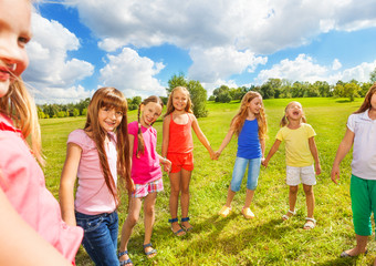 Portrait of happy girls outside