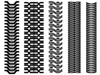 Set of tire tracks illustrated on white