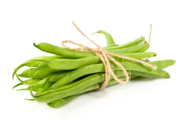 bunch of green beans isolated on white