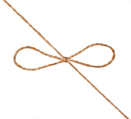 Rope and bow isolated on white background