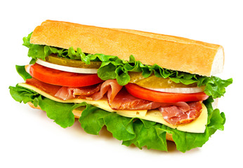 Tasty sandwich isolated on white background