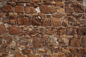 Ancient wall made of many bricks