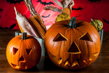 Scary pumpkins, halloween concept