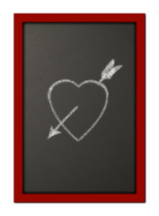Heart and arrow drawn at the center of a chalkboard