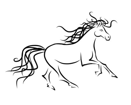 Horse sketch for your design. Symbol of 2014 year