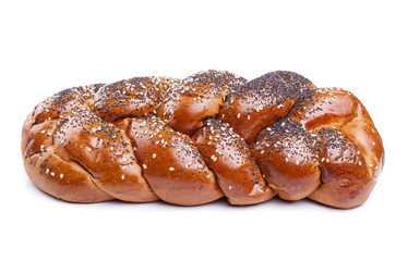 Loaf of bread with seeds isolated on white background