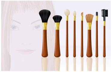 Cosmetic brushes. Vector.