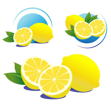 Lemons set, isolated on white.