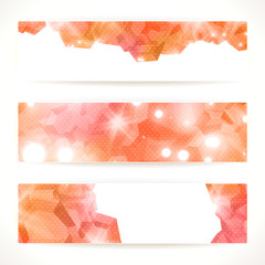 Set of red abstract vector banners.