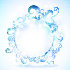 Vintage round frame with swirls. Vector background.
