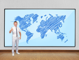 screen with world map