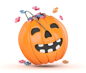 3d pupkin Scary Jack O Lantern with candy
