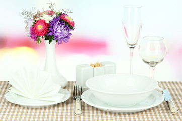 Beautiful table setting for breakfast