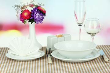 Beautiful table setting for breakfast