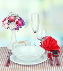 Beautiful table setting for breakfast