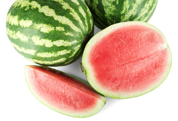 Ripe watermelons isolated on white