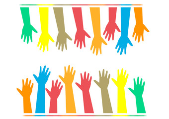 hands of different colors. cultural and ethnic diversity, vector