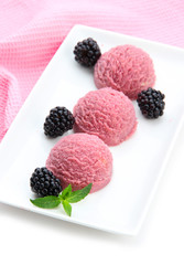 Delicious ice cream on plate close-up