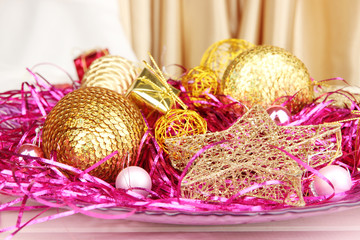 Christmas decorations close up