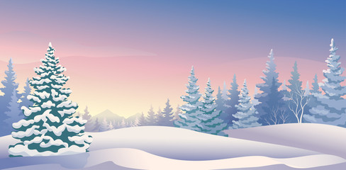 Winter sunrise panoramic