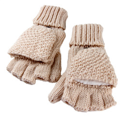 Wool fingerless gloves, isolated on white