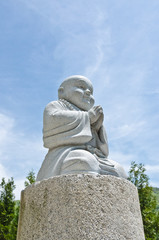 Monk statues in the temple.