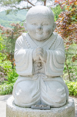 Monk statues in the temple.