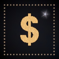 Illustration of a glowing Dollar symbol glittering golden