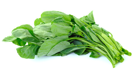 Chinese kale vegetable on white background
