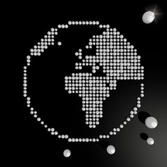 3d render of a posh world symbol made of many spheres