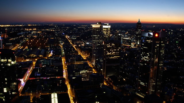 Frankfurt Financial District Bankenviertel Aerial Timelapse
