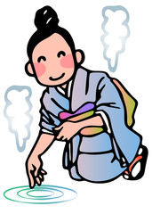 女将と温泉の湯加減