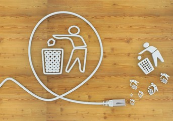 Illustration of a creative delete symbol formed by an cable