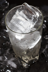 Glass with ice cubes
