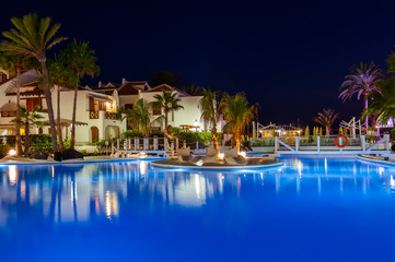 Swimming pool at night