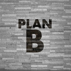 3d graphic of a creative plan b label  on noble stone texture