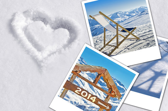 Photos 2014 et coeur dans la neige