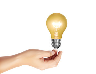Ideas light bulb in  hand
